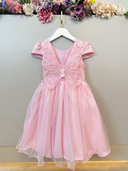 Vestido Infantil Rosa Claro Jardim Encantado C/ Renda Festas