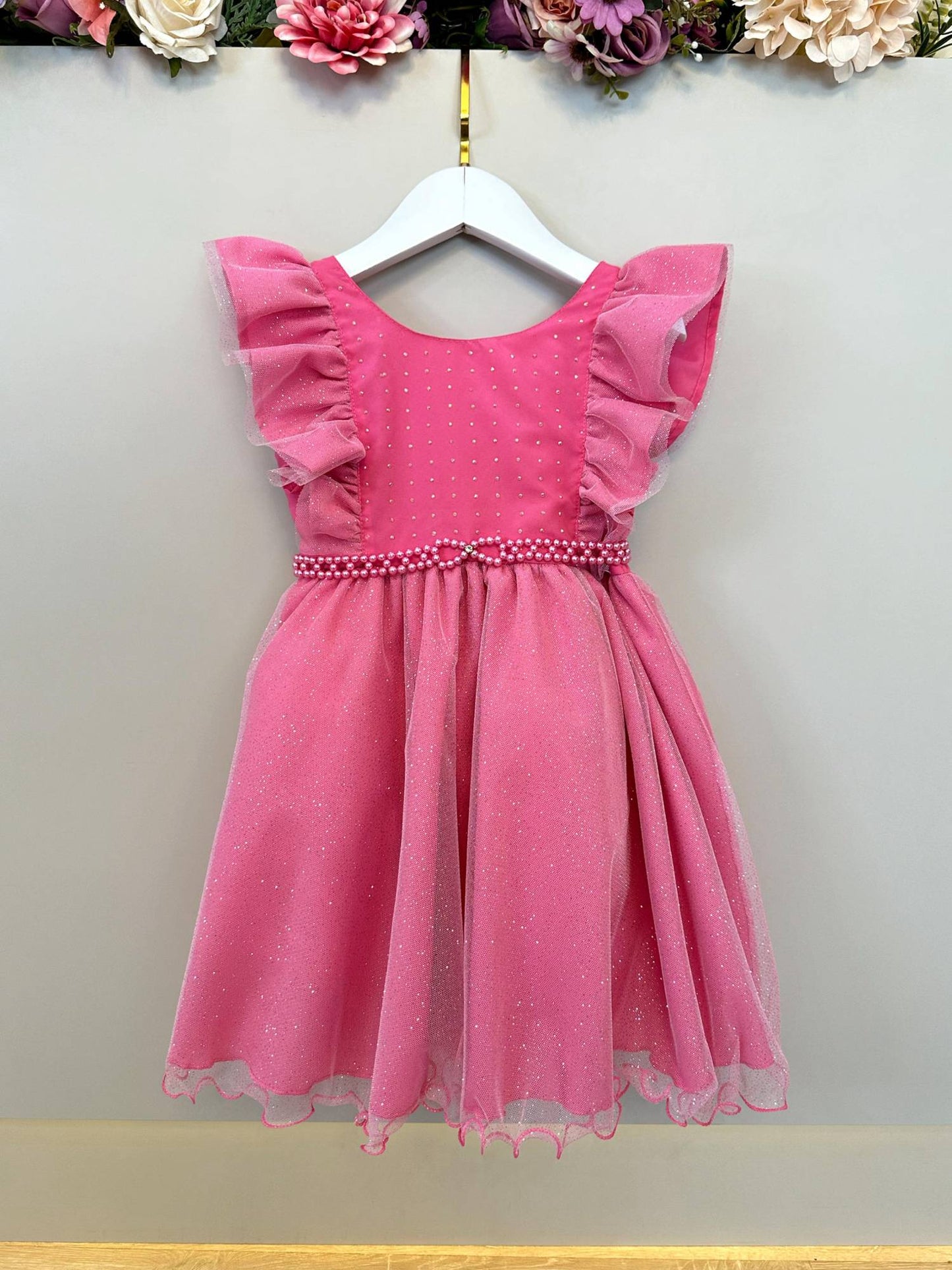 Vestido Infantil Rosa Chiclete Princesa Aurora Bela Adormecida