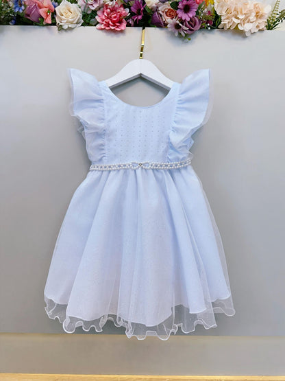Vestido Infantil Branco C/ Strass Luxo Daminhas Festas