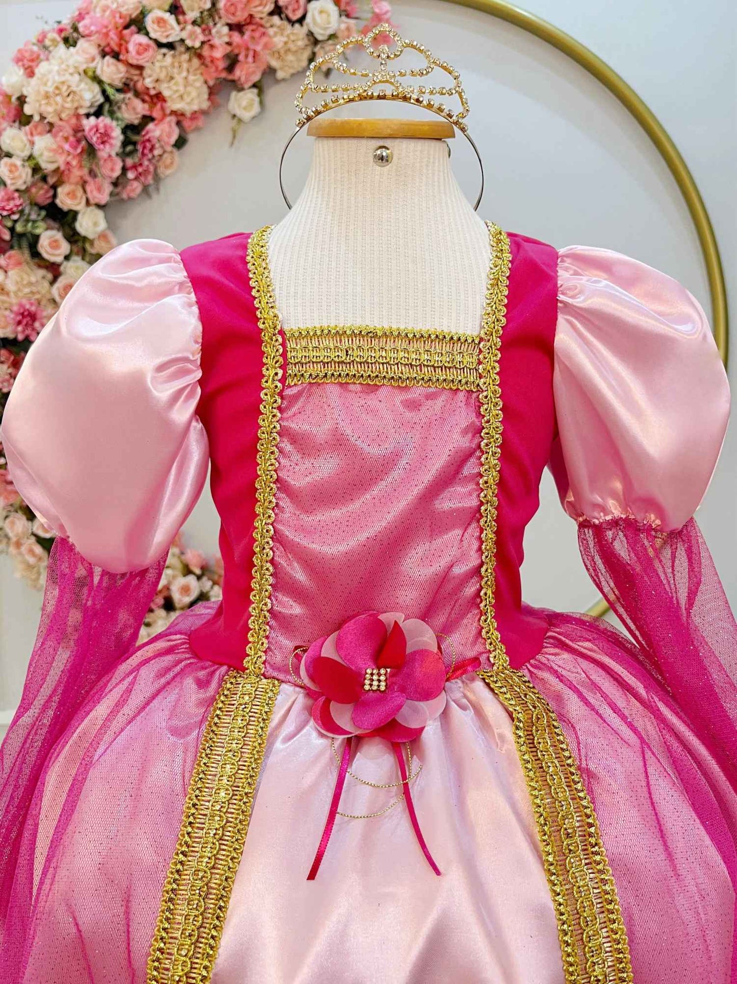 Fantasia Infantil Princesa Aurora C/ Luvas Luxo Festas