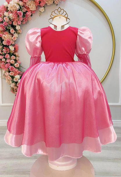 Fantasia Infantil Princesa Aurora C/ Luvas Luxo Festas