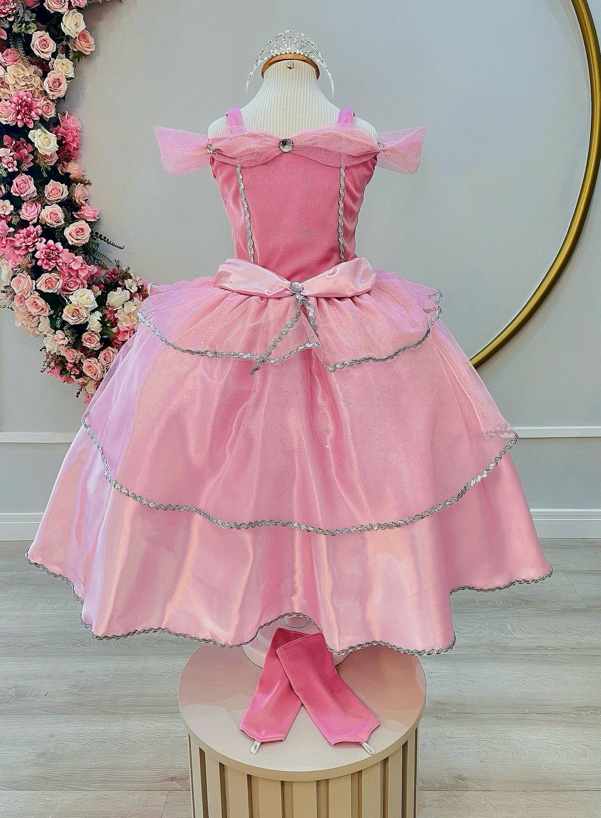 Fantasia Infantil Princesas Bela Adormecida C/ Luvas Festas