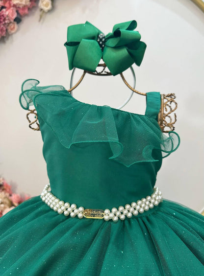 Vestido Infantil Longo Verde Bandeira Luxo Formaturas Daminhas