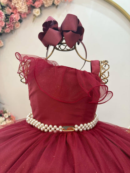 Vestido Infantil Longo Marsala Luxo Formaturas Daminhas