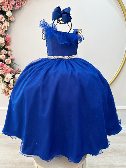 Vestido Infantil Longo Azul Royal Luxo Formaturas Daminhas