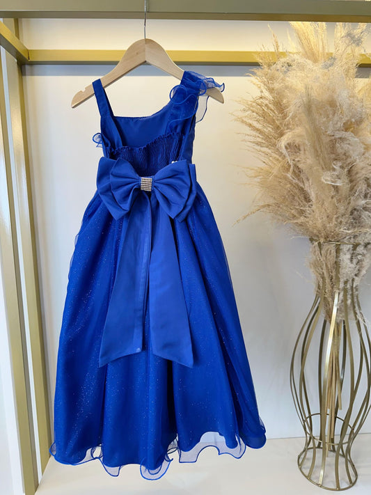 Vestido Infantil Longo Azul Royal Luxo Formaturas Daminhas