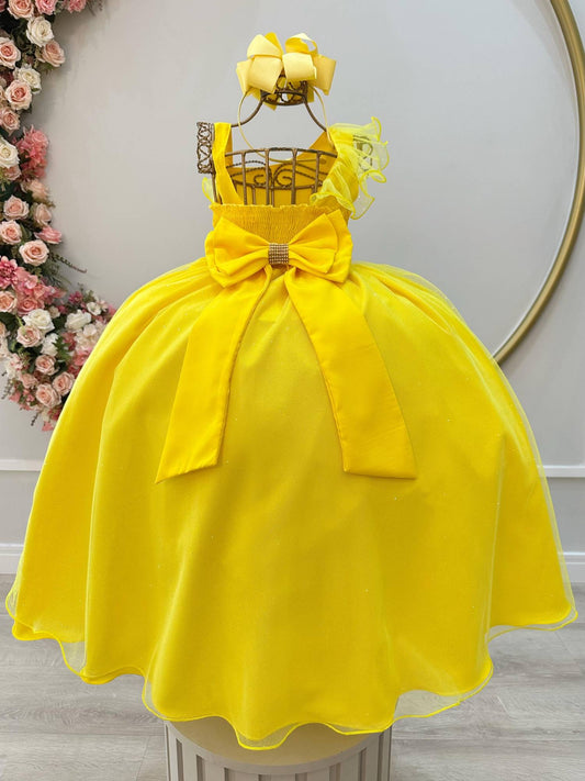 Vestido Infantil Longo Amarelo Luxo Formaturas Daminhas
