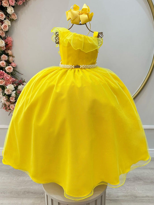 Vestido Infantil Longo Amarelo Luxo Formaturas Daminhas