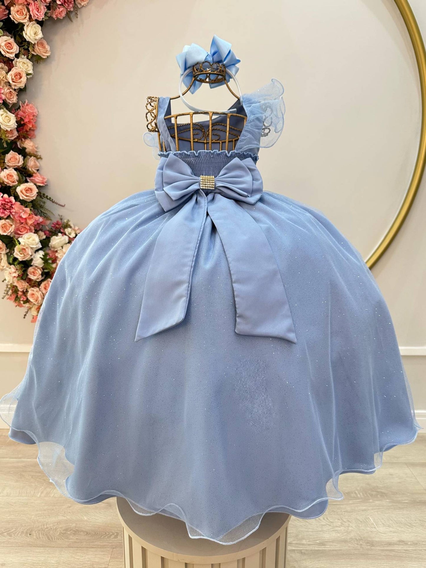 Vestido Infantil Longo Azul Luxo Formaturas Daminhas