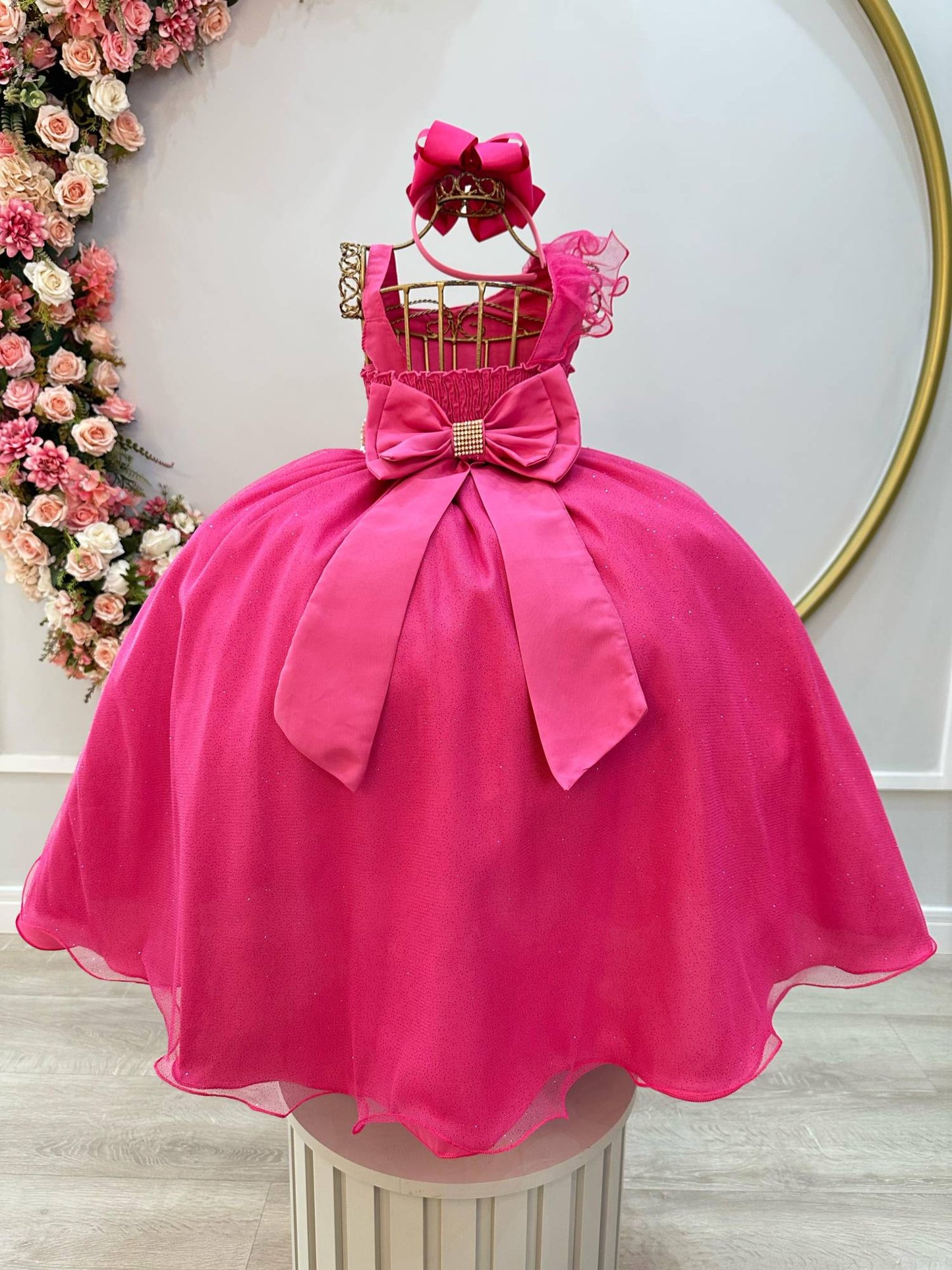 Vestido Infantil Longo Pink Luxo Formaturas Daminhas