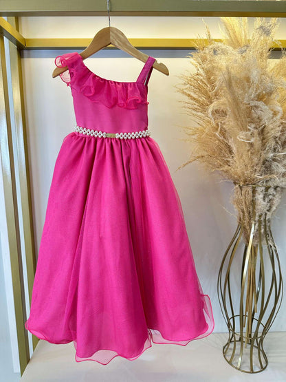 Vestido Infantil Longo Pink Luxo Formaturas Daminhas
