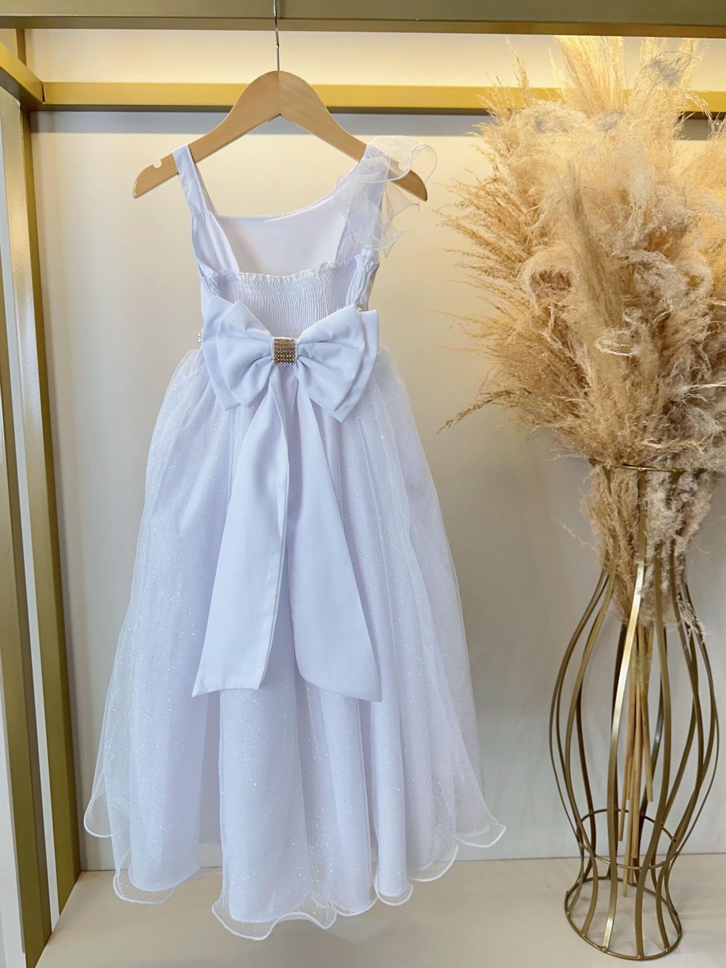 Vestido Infantil Longo Branco Luxo Formaturas Daminhas