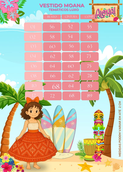 Vestido Temáticos Infantil Luxo Moana