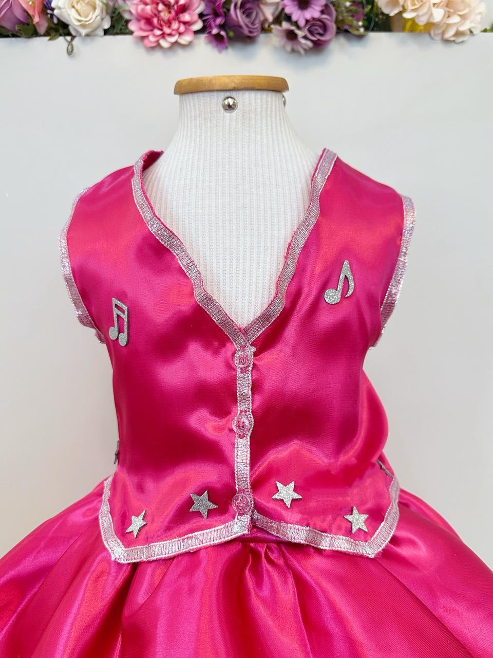 Conjunto Infantil Boiadeira Colete Saia Country Pink