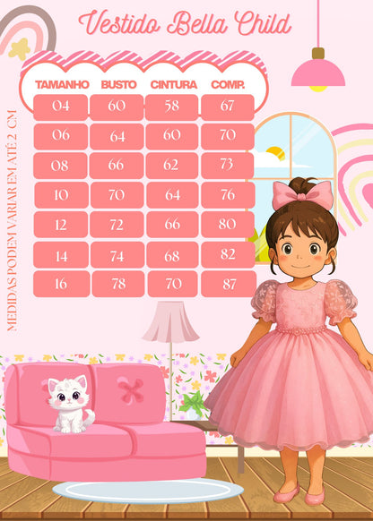 Vestido Bella Child Priscila Azul Bebe