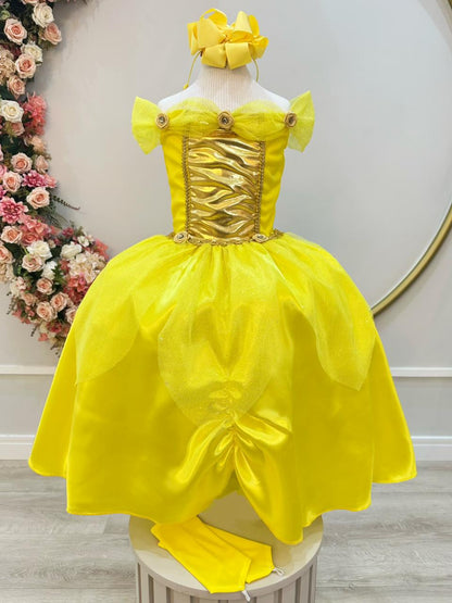 Fantasia Infantil Princesa Bela e a Fera Aurora Com Luvas