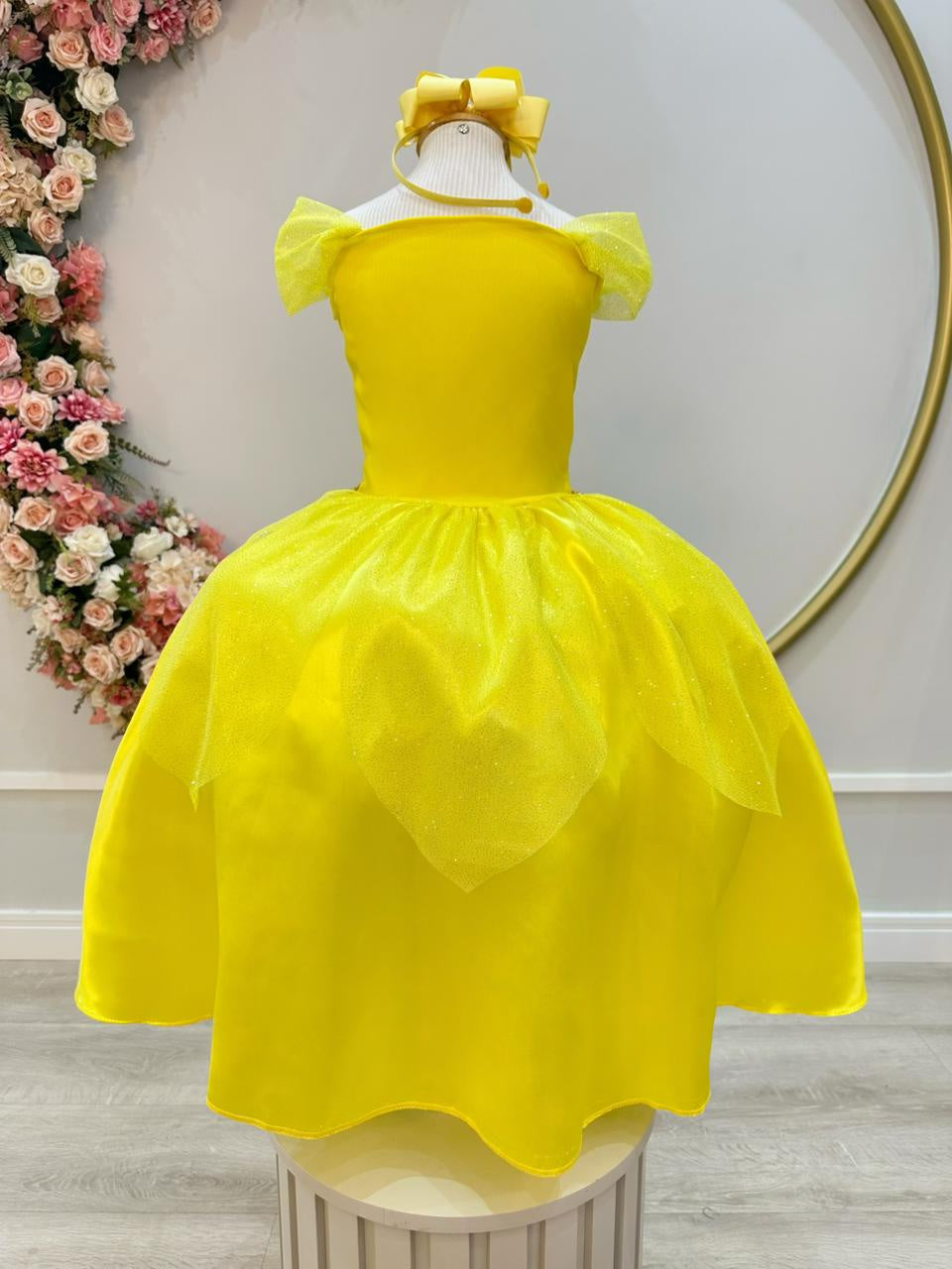 Fantasia Infantil Princesa Bela e a Fera Aurora Com Luvas