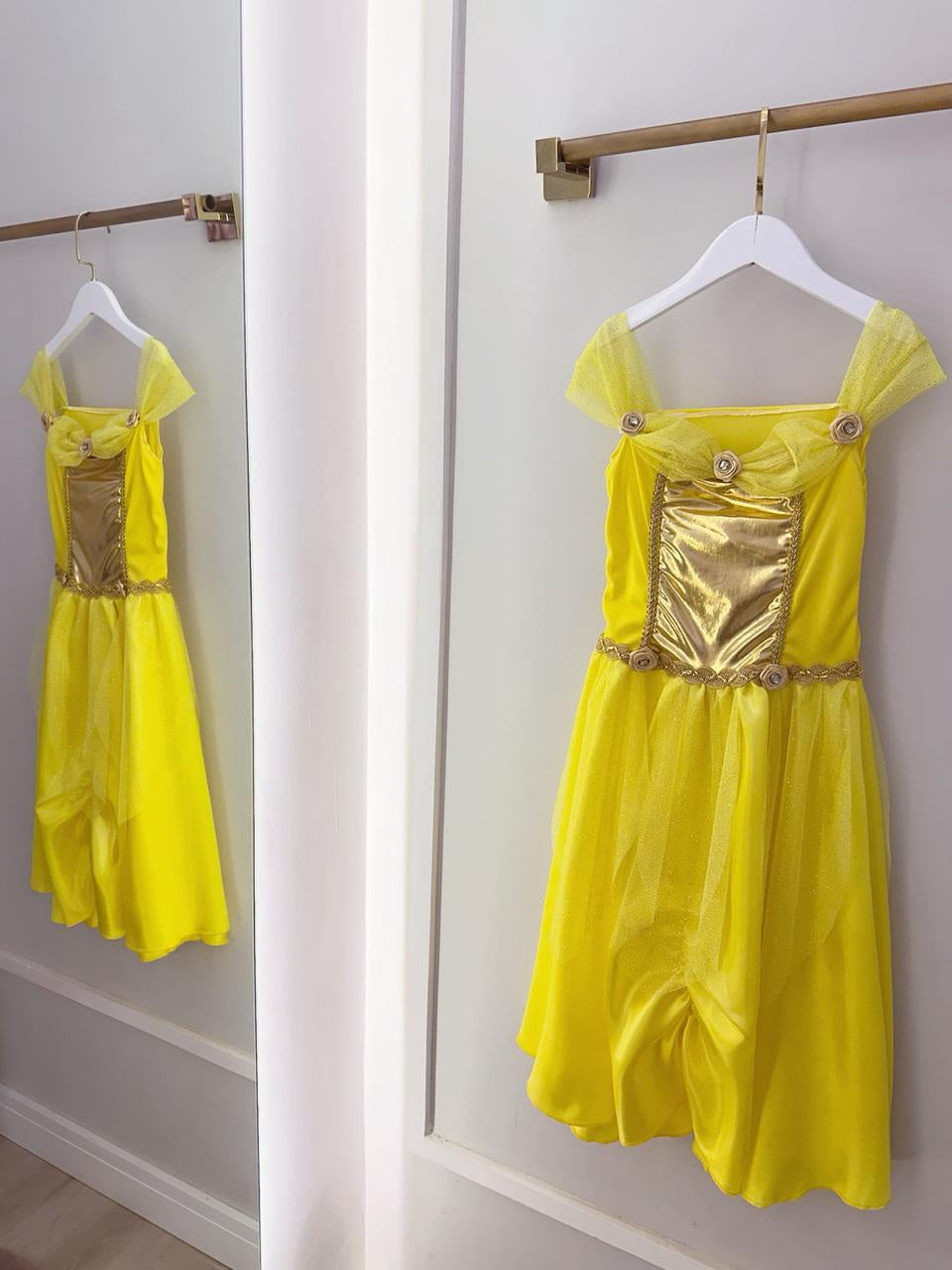 Fantasia Infantil Princesa Bela e a Fera Aurora Com Luvas