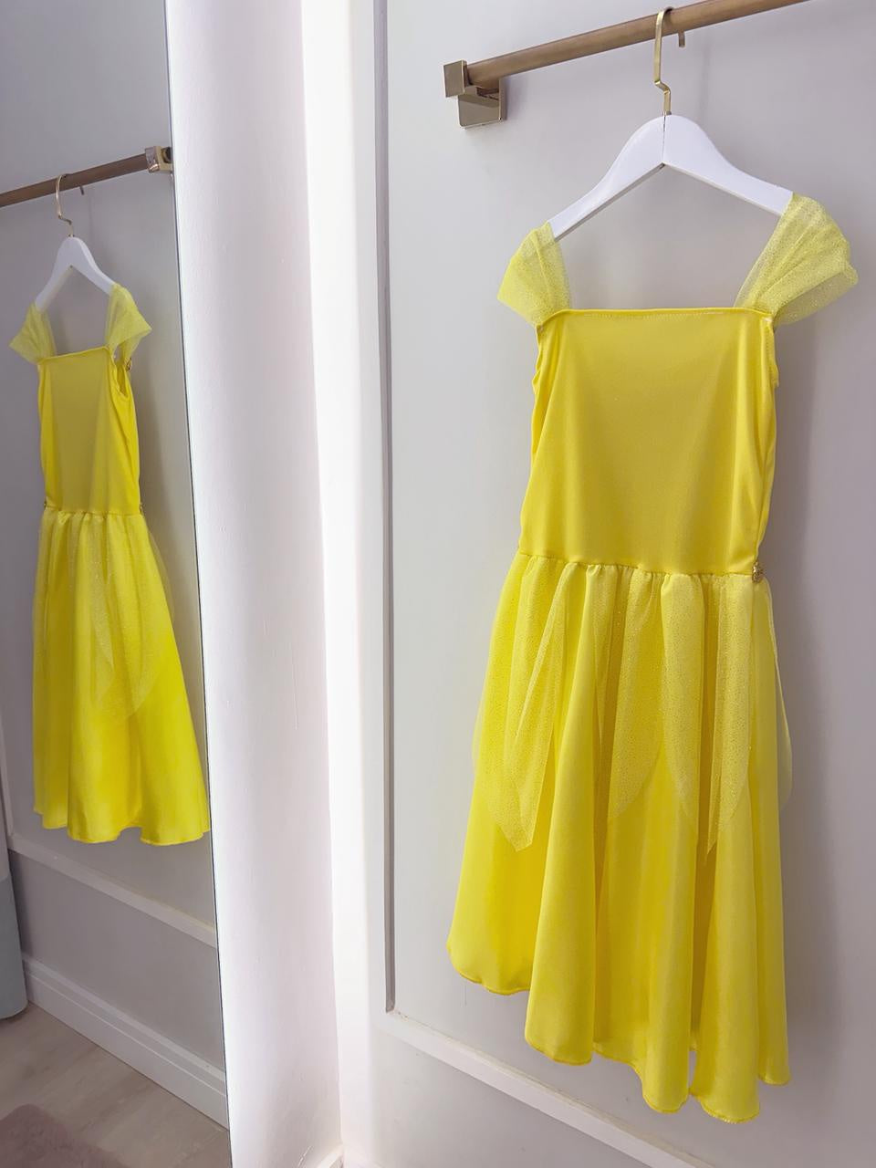 Fantasia Infantil Princesa Bela e a Fera Aurora Com Luvas