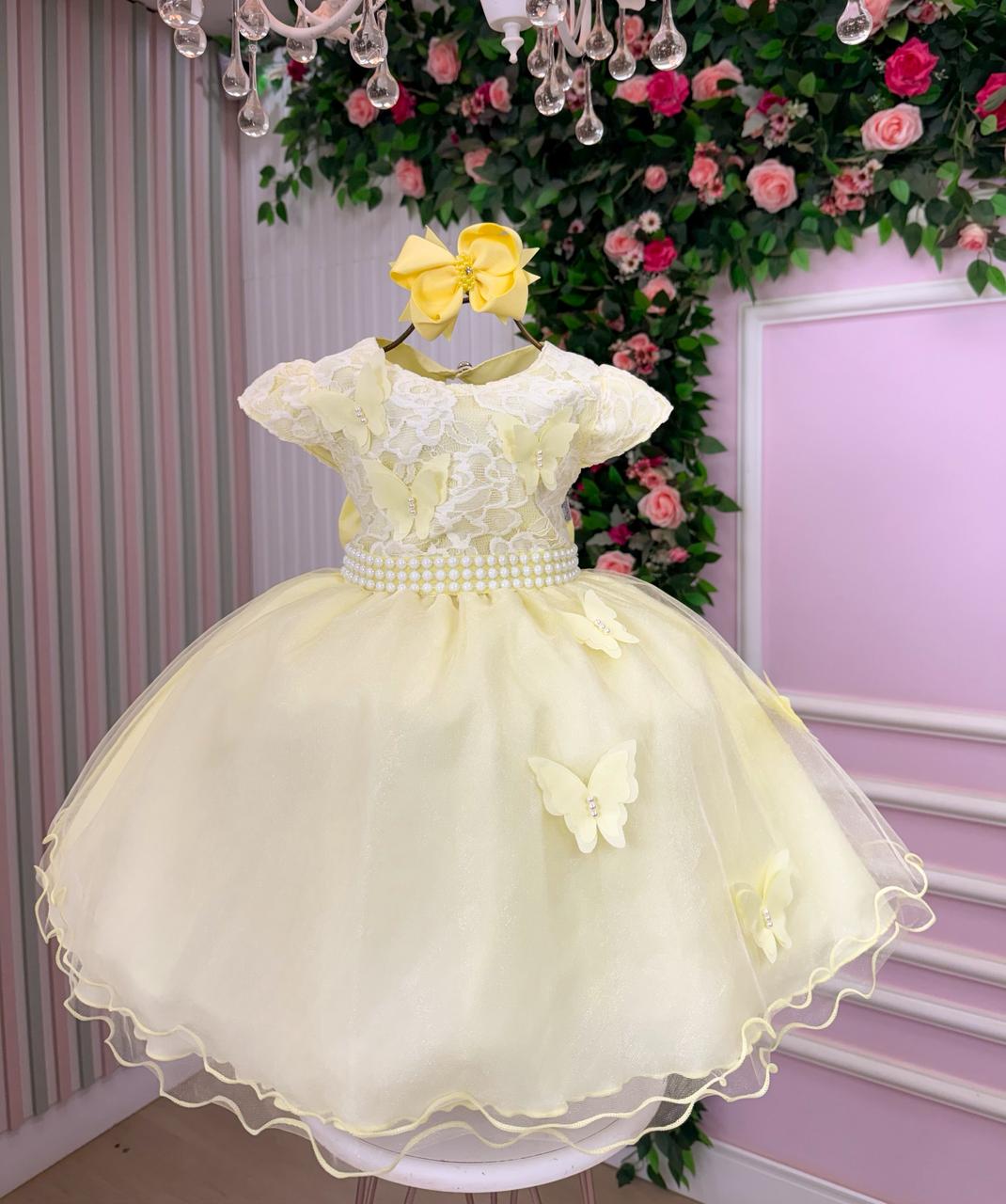 Vestido Marie Maite Jardim Encantado Amarelo