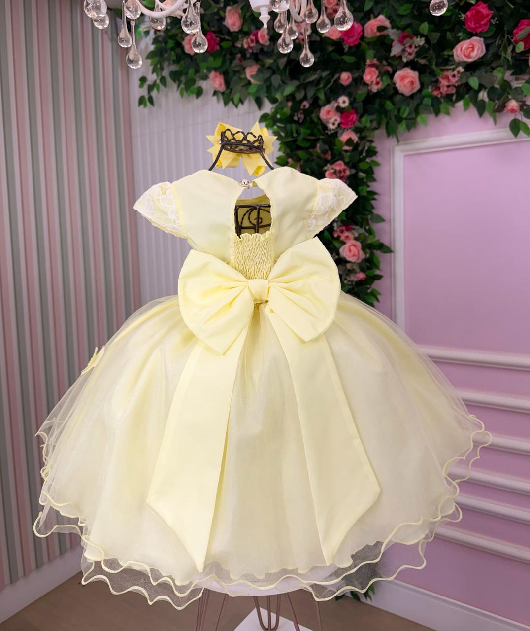 Vestido Marie Maite Jardim Encantado Amarelo