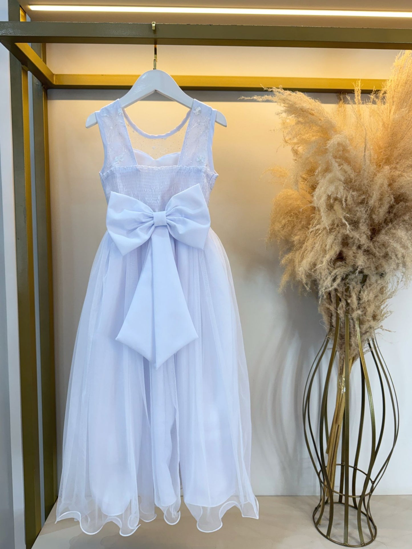 Vestido Infantil Longo Branco C/ Renda Casamento Festas