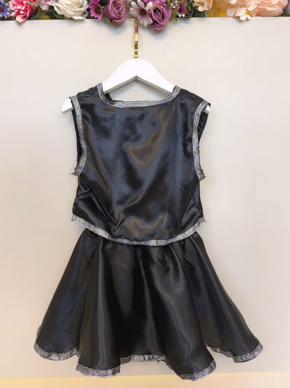 Conjunto Infantil Boiadeira Colete Saia Country Preto