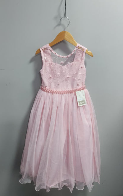 Vestido Infantil Longo Rosa Claro C/ Renda Casamentos Festas