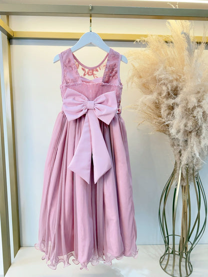 Vestido Infantil Longo Rose C/ Renda Damas Formatura