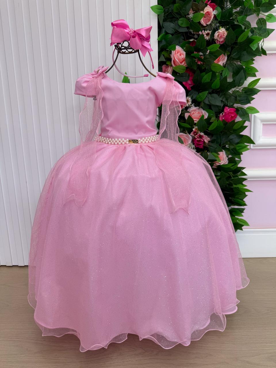 Vestido Longo Diamante Rosa Chiclete