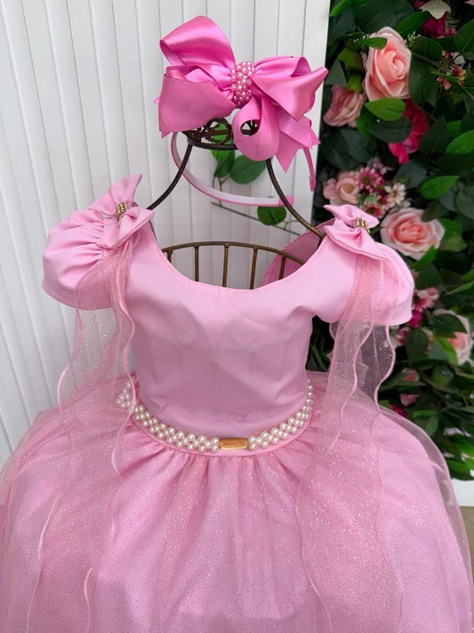 Vestido Longo Diamante Rosa Chiclete