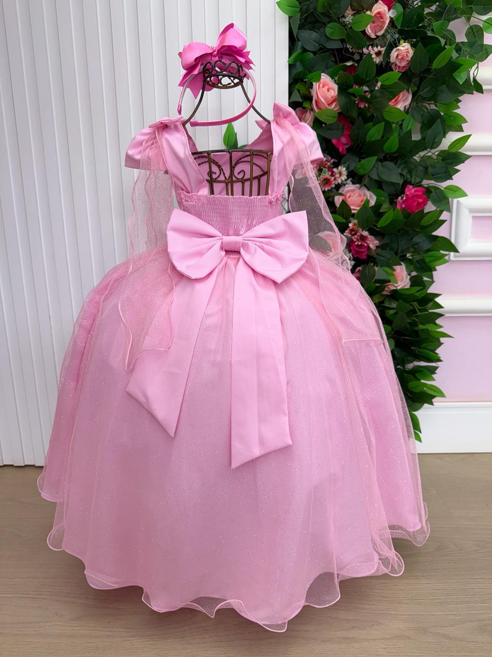 Vestido Longo Diamante Rosa Chiclete