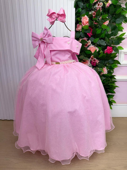 Vestido Longo Doce Elegancia Rosa Chiclete