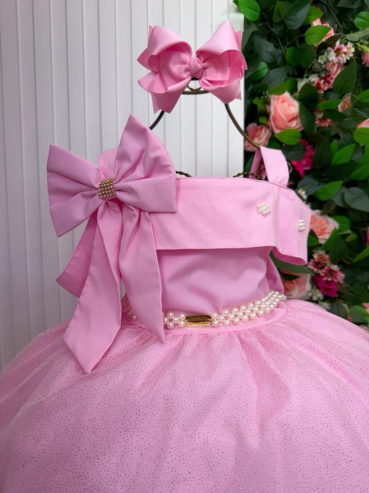 Vestido Longo Doce Elegancia Rosa Chiclete