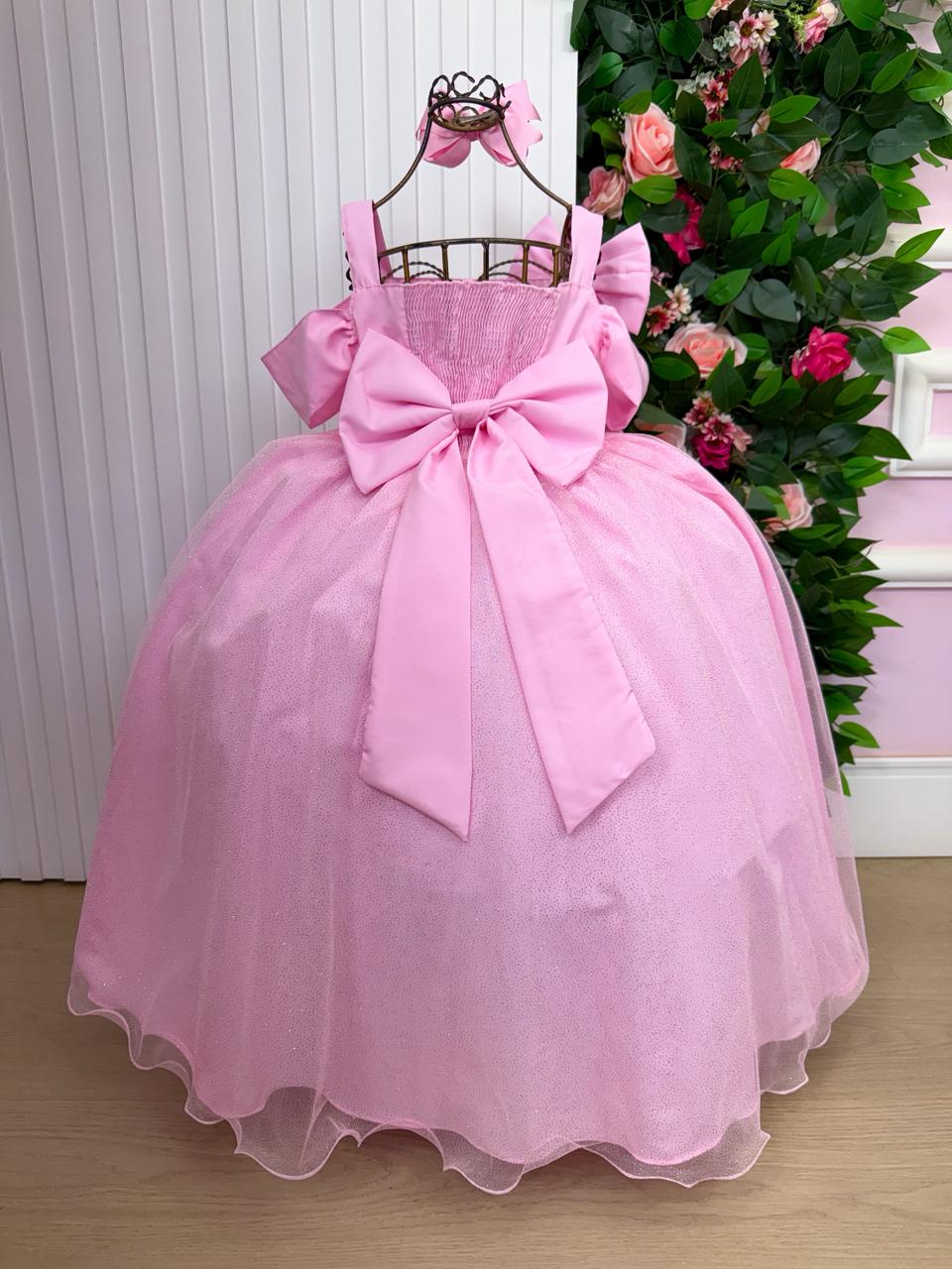 Vestido Longo Doce Elegancia Rosa Chiclete