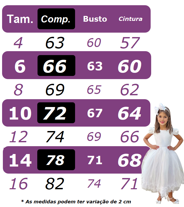 Vestido Infantil de Alça Branco Saia C/ Glitter e Broche Festas